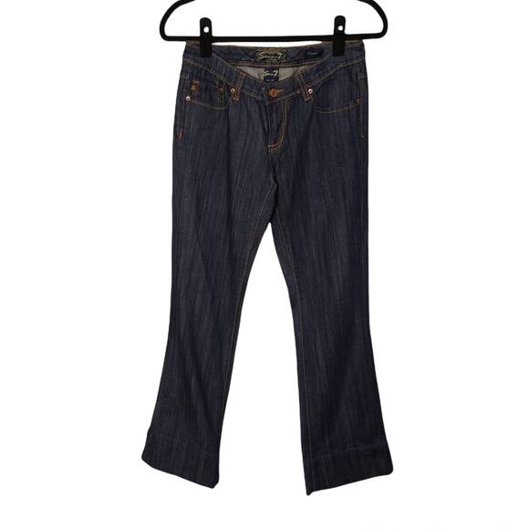 SEVEN7 Womens Jeans Size 26 Dark Denim Wash Flare Leg Cotton Spandex ALTERED - Picture 1 of 8